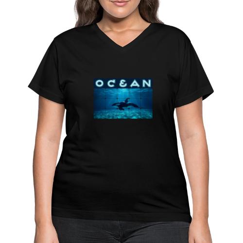 Ocean: Orca in Motion - Women's V-Neck T-Shirt