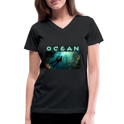 Ocean: Explorer of the Deep - Women's V-Neck T-Shirt