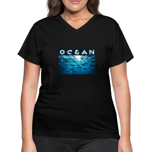 Ocean: Silver Tide - Women's V-Neck T-Shirt