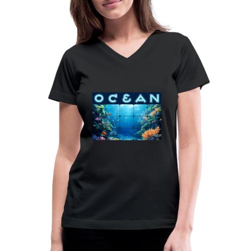 Ocean: Tropical Drift - Women's V-Neck T-Shirt