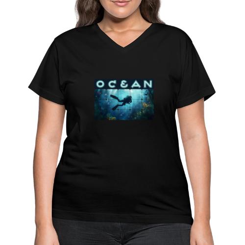 Ocean: Beneath the Blue - Women's V-Neck T-Shirt