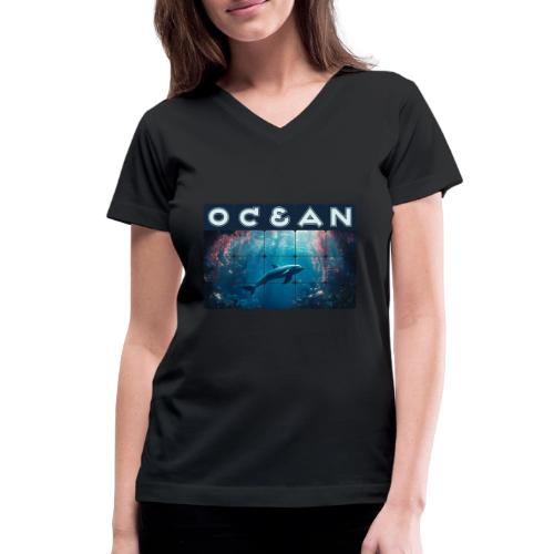 Ocean: Blue Grace - Women's V-Neck T-Shirt