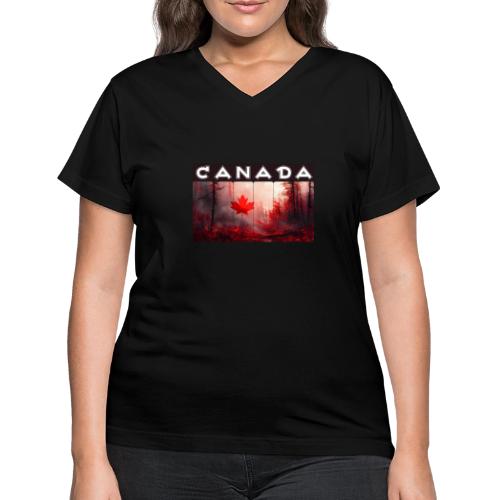 Canada Nature Vibes - Women's V-Neck T-Shirt