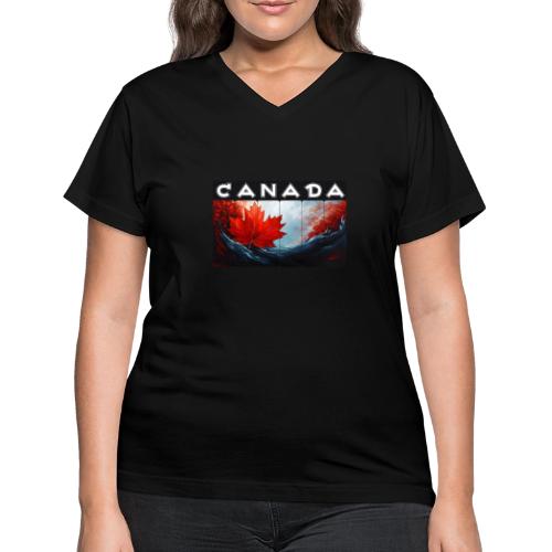 Canada Icon in Color - Women's V-Neck T-Shirt