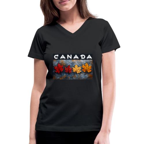 Colorful Canada Style - Women's V-Neck T-Shirt