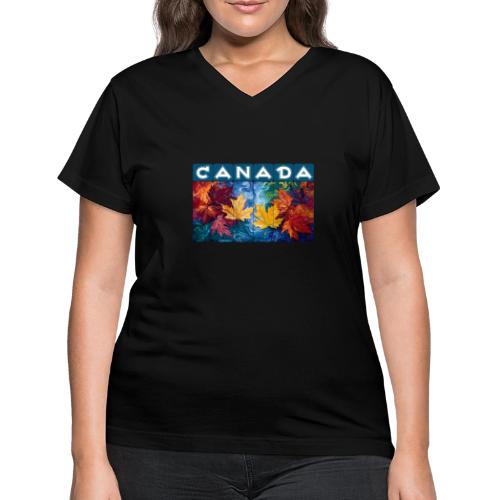 Canada in Brushstrokes - Women's V-Neck T-Shirt