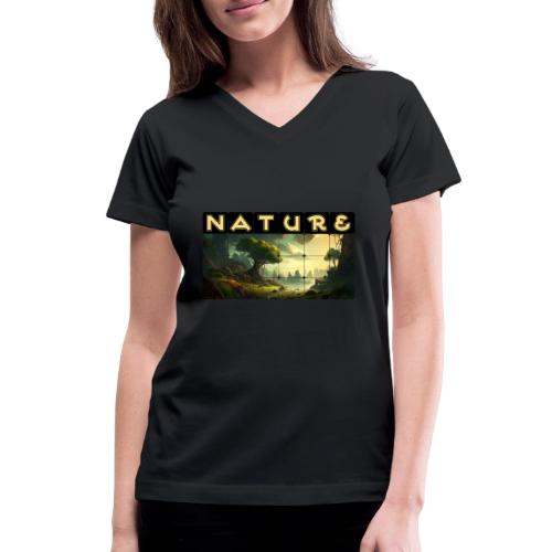 Whispers of Green Peaks - Women's V-Neck T-Shirt