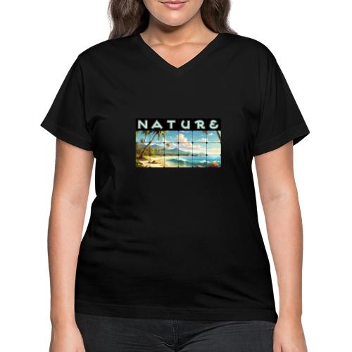 Nature: Sun-Kissed Shore - Women's V-Neck T-Shirt