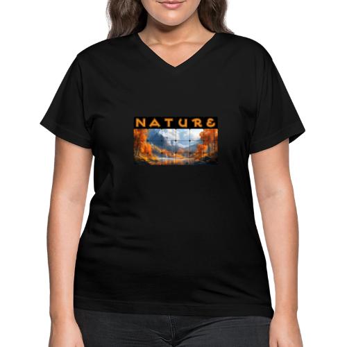 Nature: Golden Autumn Escape - Women's V-Neck T-Shirt