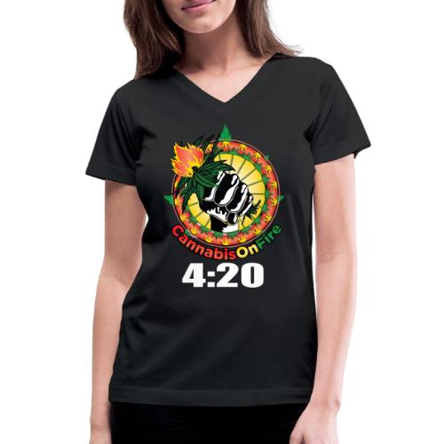 Wacky 420 Keep It Lit Time Weed Marijuana Design - Women's V-Neck T-Shirt