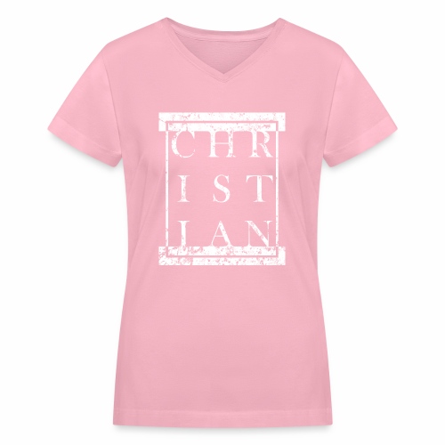 CHRISTIAN Religion - Grunge Block Box Gift Ideas - Women's V-Neck T-Shirt