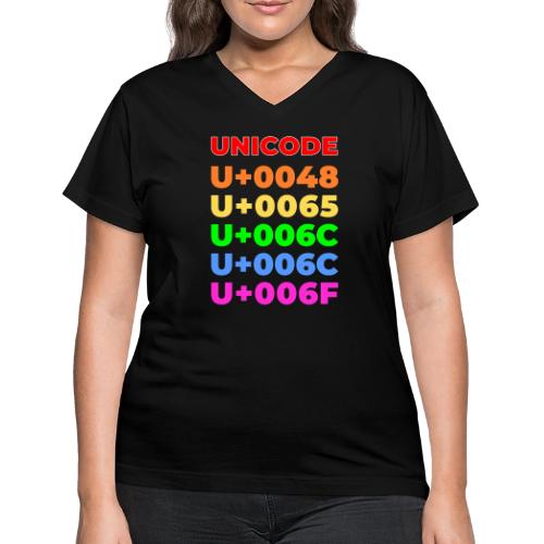 Hello, in unicode - Women's V-Neck T-Shirt