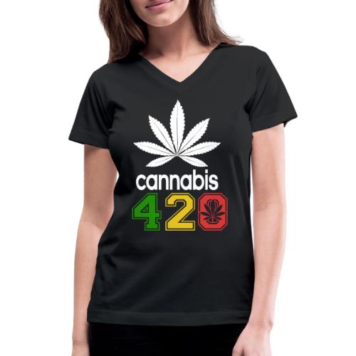Humorous 420 Authentic Herb Weed Marijuana Design - Women's V-Neck T-Shirt