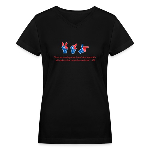 evolutionofrevolutionJFK - Women's V-Neck T-Shirt