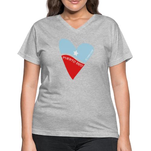 Corazón de Puerto Rico - Women's V-Neck T-Shirt