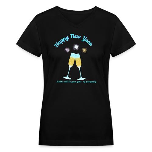 Happy New Year 2026 Prosperity Design - Women's V-Neck T-Shirt