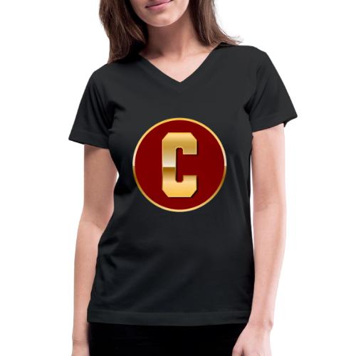 Letter C – Capital Varsity Alphabet Monogram - Women's V-Neck T-Shirt