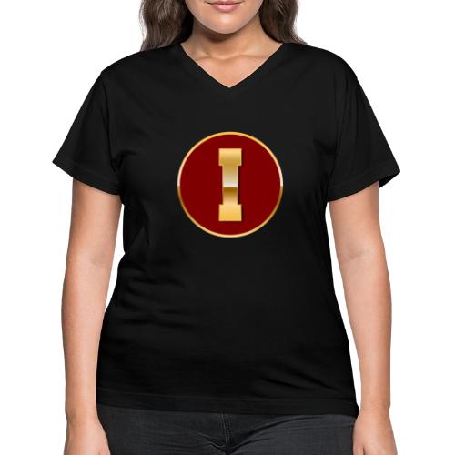 Letter I – Capital Varsity Alphabet Monogram - Women's V-Neck T-Shirt