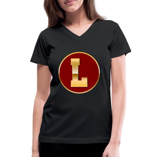Letter L – Capital Varsity Alphabet Monogram - Women's V-Neck T-Shirt
