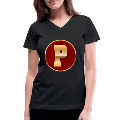 Letter P – Capital Varsity Alphabet Monogram - Women's V-Neck T-Shirt