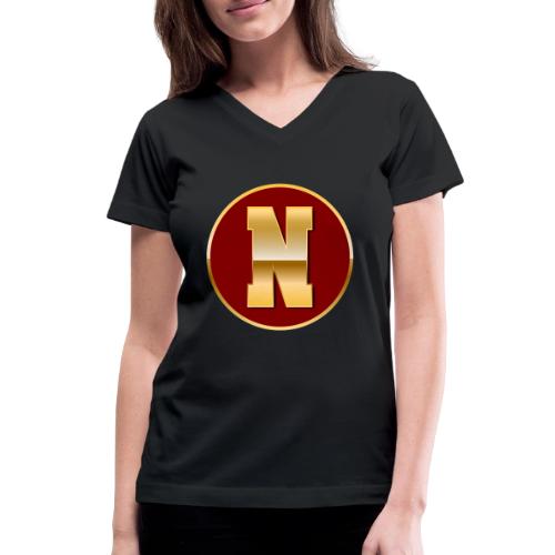 Letter N – Capital Varsity Alphabet Monogram - Women's V-Neck T-Shirt