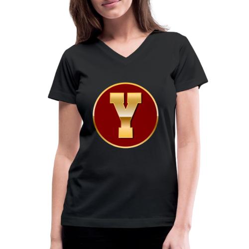 Letter Y – Capital Varsity Alphabet Monogram - Women's V-Neck T-Shirt