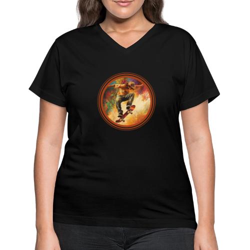 Skateboarding Mode On - Women's V-Neck T-Shirt