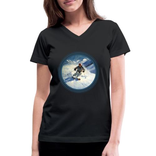 Skiing Power Moves - Women's V-Neck T-Shirt