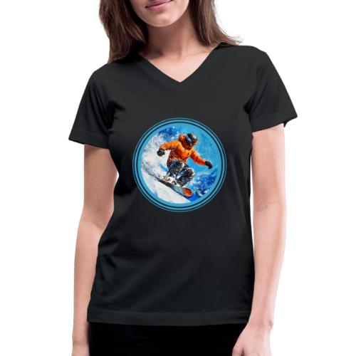 Snowboarding Motion - Women's V-Neck T-Shirt