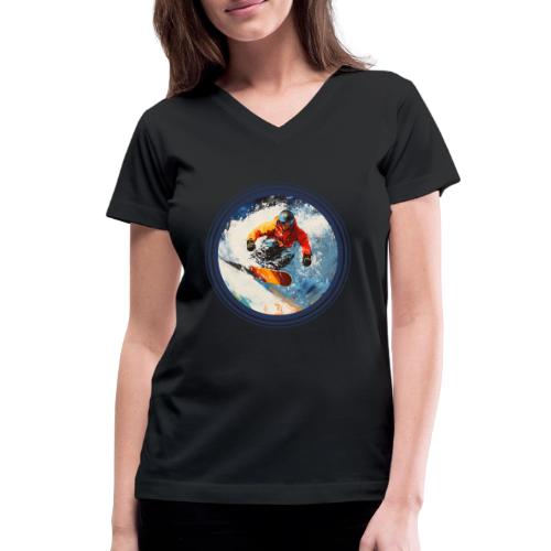 Snowboarding Rebel - Women's V-Neck T-Shirt