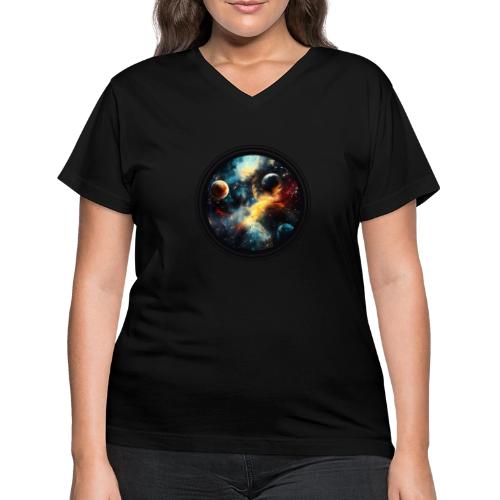 Painted Cosmos of Planets - Women's V-Neck T-Shirt