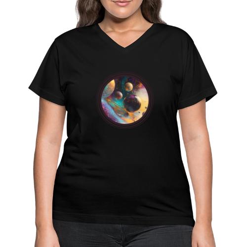 Planets in the Abstract - Women's V-Neck T-Shirt