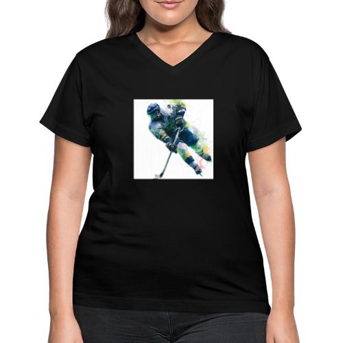Hockey: Frozen Motion - Women's V-Neck T-Shirt