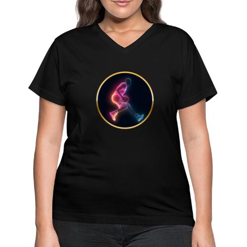 Basketball: Golden Court Glow - Women's V-Neck T-Shirt