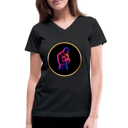 Boxing: Neon Power Guard - Women's V-Neck T-Shirt