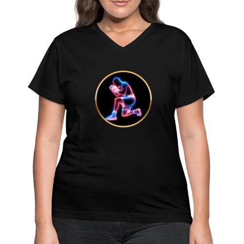 Neon Boxing Focus - Women's V-Neck T-Shirt