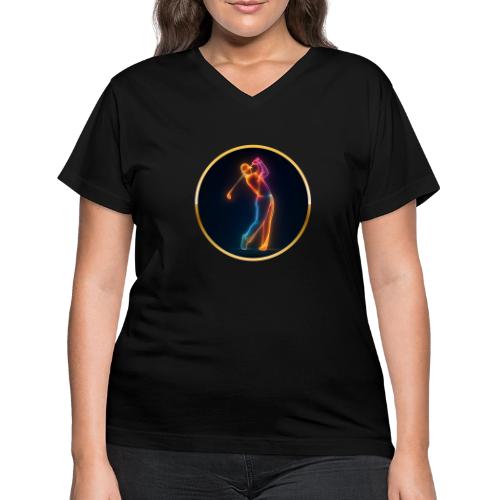 Neon Golf Motion - Women's V-Neck T-Shirt