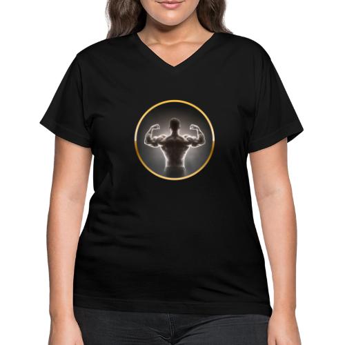 Bodybuilding: Neon Strength Frame - Women's V-Neck T-Shirt