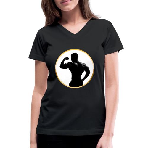 Bodybuilder: Classic Flex Emblem - Women's V-Neck T-Shirt