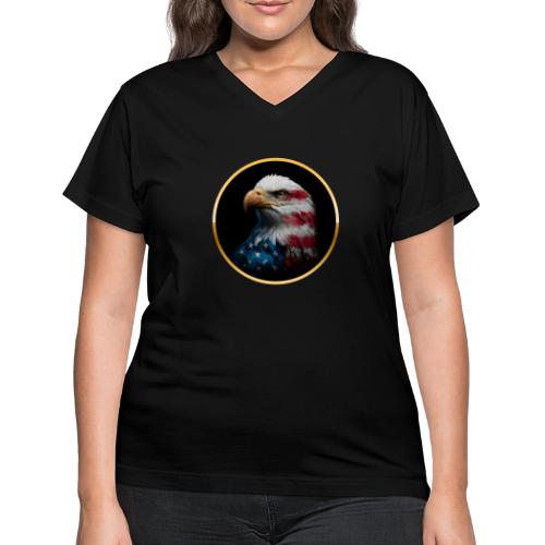 USA: Liberty Emblem - Women's V-Neck T-Shirt