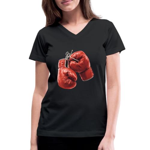 Boxing: Hanging Gloves Icon - Women's V-Neck T-Shirt
