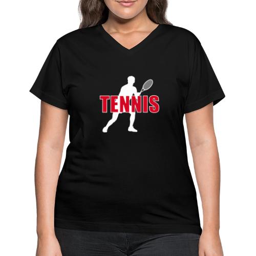 Red Court Tennis - Women's V-Neck T-Shirt
