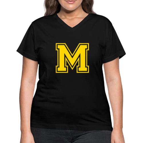 Letter M – Capital Athletic Alphabet Monogram - Women's V-Neck T-Shirt