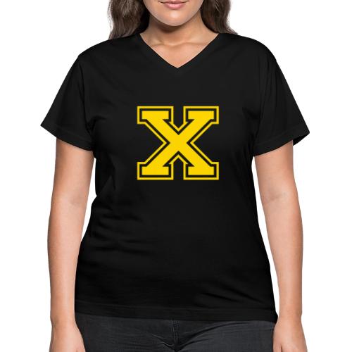 Letter X – Capital Athletic Alphabet Monogram - Women's V-Neck T-Shirt