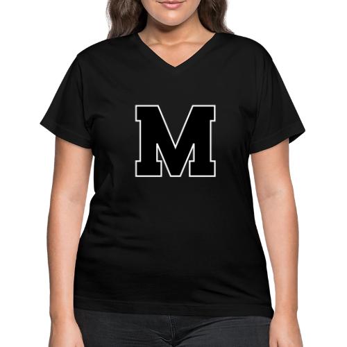 Varsity Letter M Collegiate Alphabet Art - Women's V-Neck T-Shirt