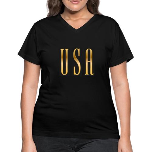 USA Gold Monolith - Women's V-Neck T-Shirt