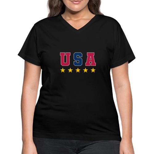 USA Varsity Stars - Women's V-Neck T-Shirt
