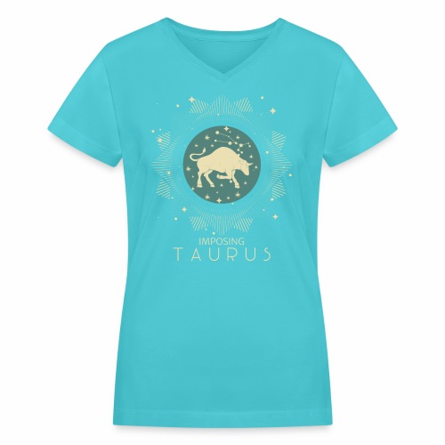 Zodiac Taurus Constellation Bull Star Sign May - Women's V-Neck T-Shirt