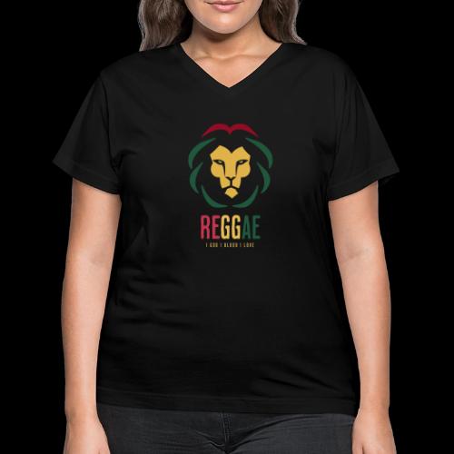 Lion Reggae - Women's V-Neck T-Shirt