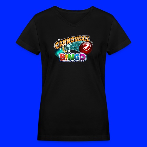 Vintage Cannonball Bingo Logo - Women's V-Neck T-Shirt
